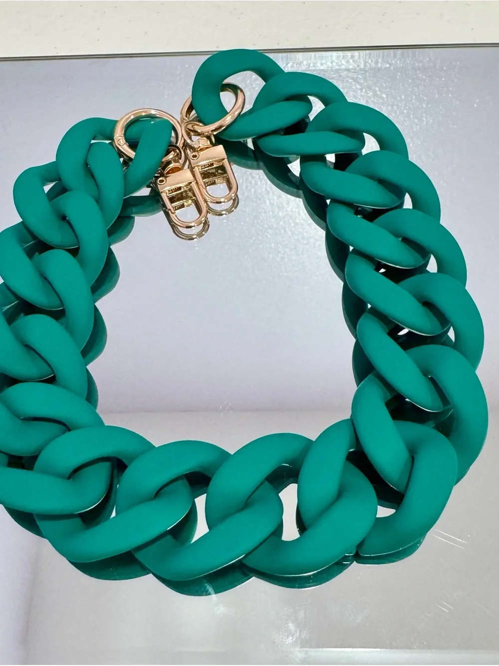 New Acrylic Matte Dark Green Bag Chain 18 inches  with Gold Hardware